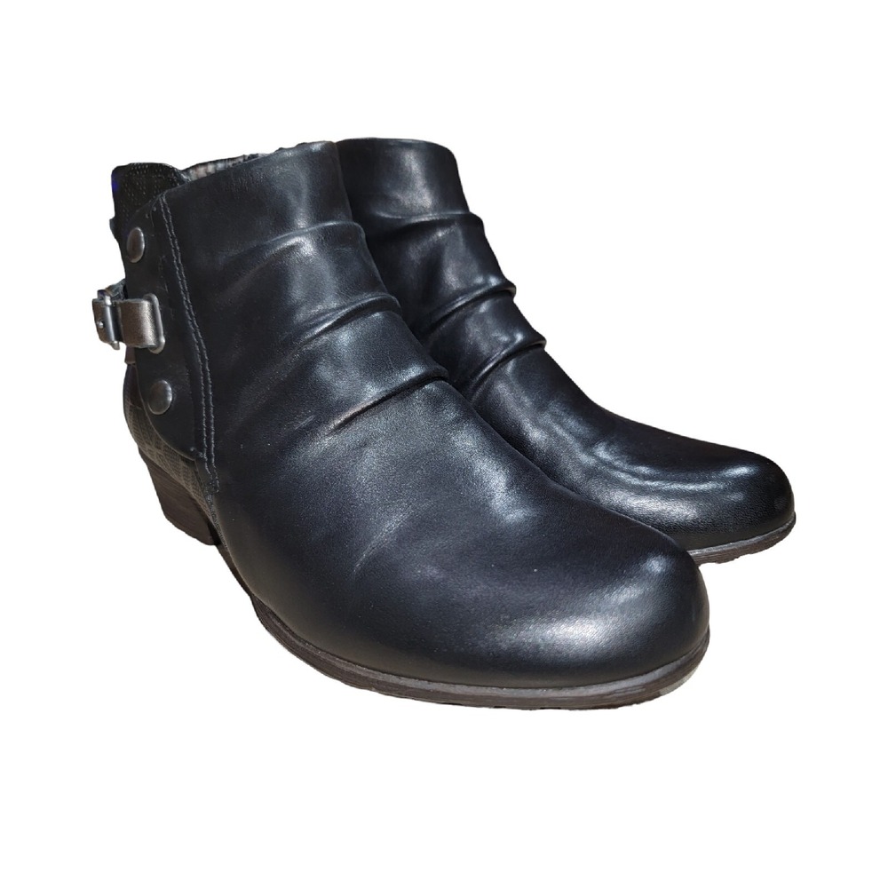 Rockport Womens Size 6.5 M Cobb Hill Gratasha Black Leather Strap Ankle Booties‎